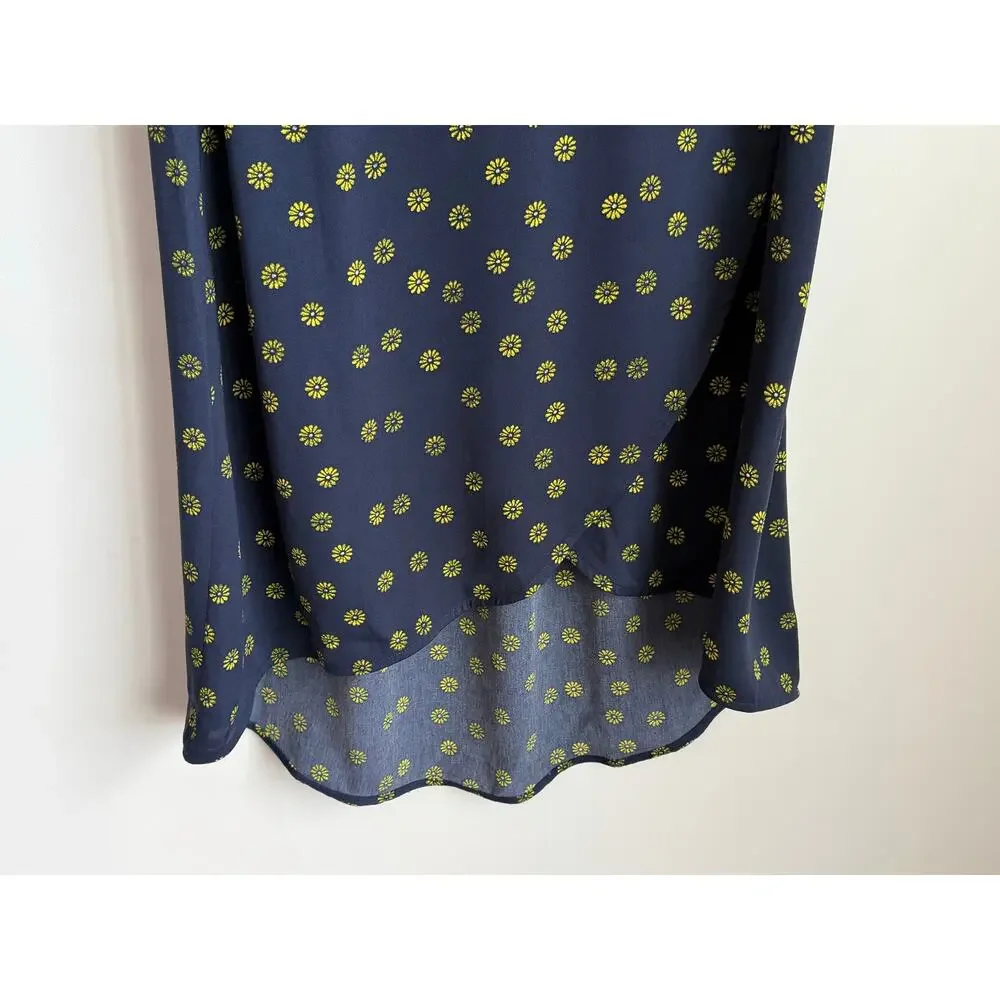 J. Crew Faux-Wrap Pull-On Midi Skirt New Twinkle Navy Lemon Womens Size XS NWT